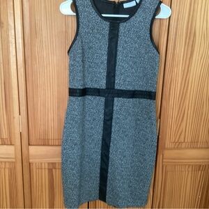 New York & Company Gray Midi Sheath Dress with Black Trim